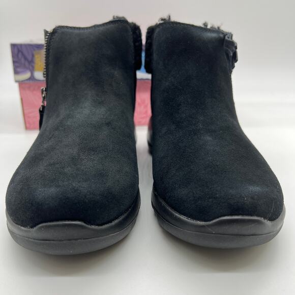 Skechers Ankle Boots Womens Size 7 On The Go Black Suede Sherpa Lined - Picture 5 of 12